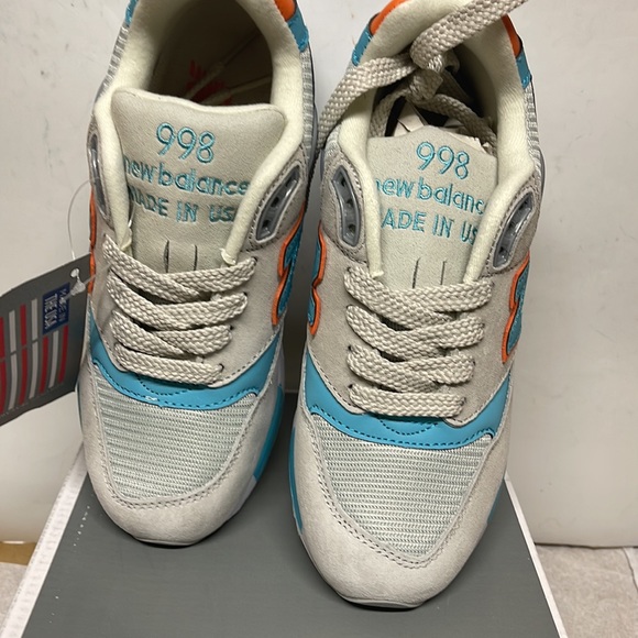 BNIB New Balance 998 Woman's Gray/Green size 5.5 (5) - Picture 4 of 6